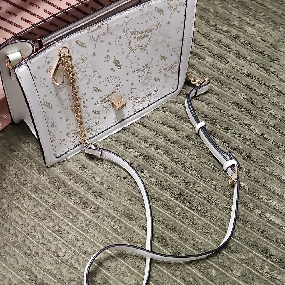 Aldo White and Gold Satchel with Butterfly Design - Picture 7 of 9